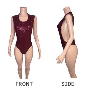Sparkling Burgundy Sequin Bodysuit